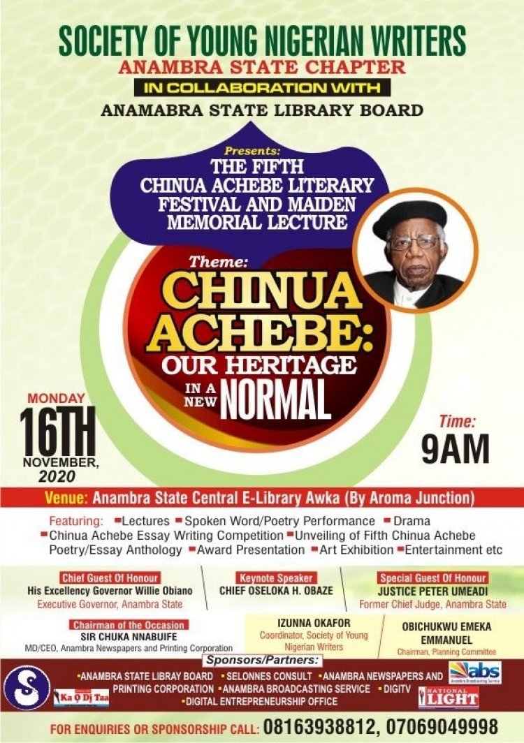 Chinua Achebe Literary Festival And Memorial Lecture Holds Tomorrow — Attend